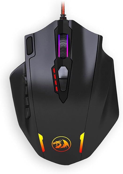 Redragon M908 12400 DPI Impact MMO Gaming Mouse 18 Programmable Buttons Weight Adjustment Cartridge 12 Side Buttons
