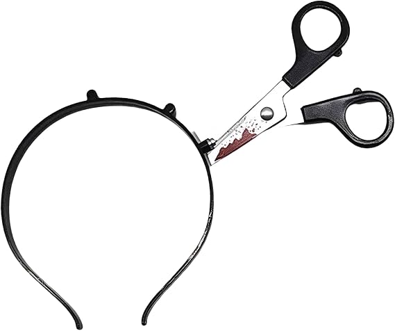 Scissors Prop Through Head Accessory Foam Scissors Prop Plastic Bloody Scissors Through Head Headband Fancy Dress Costume Accessory for HalloweenCosplay Zombie Makeup Accessories Party