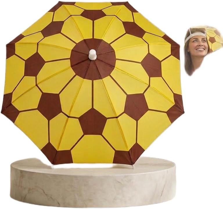 Baş Şemsiyesi 50 cm Çap, Sarı-Kahverengi Desenli