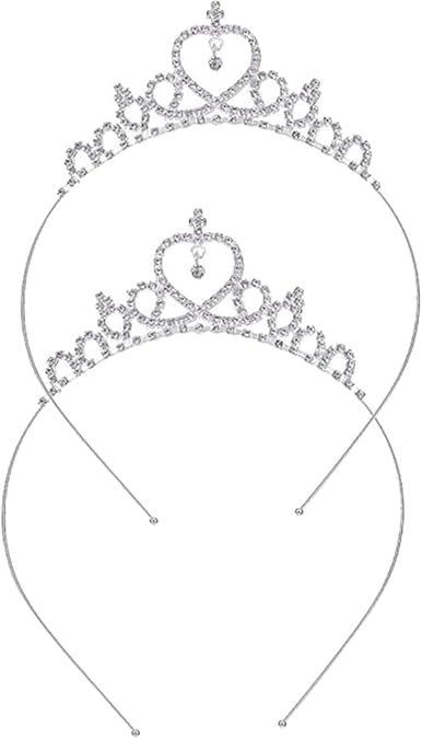 2Pcs Beautiful Princess Crystal Crown,Tiaras And Crowns for Women