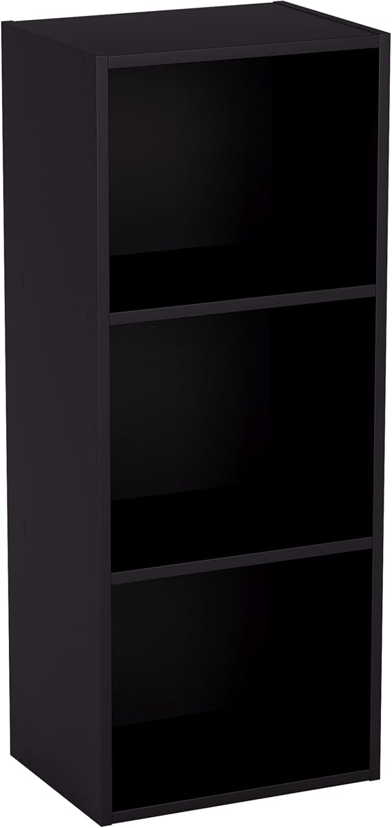 Vida Designs Oxford 3 Tier Cube Bookcase, Black Wooden Shelving Display Storage Unit Office Living Room Furniture