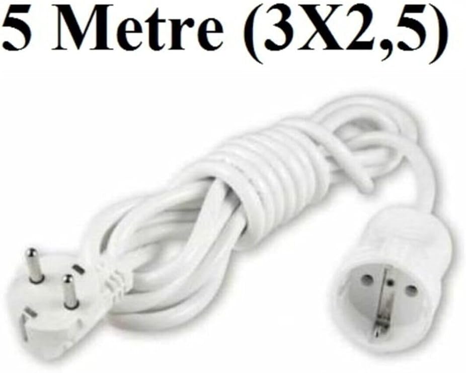 Viko Topraklı Uzatma Seyyar Kablosu Tekli Priz 5 Metre 3x2,5 Mm Seyyar Uzatma Kablosu,Gri