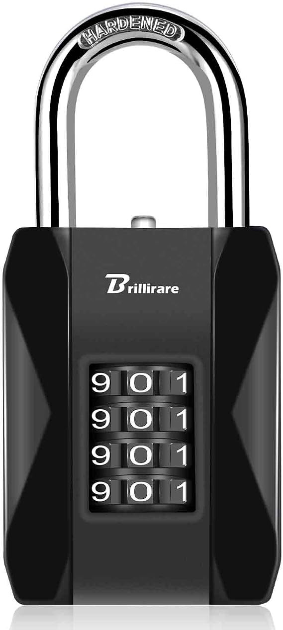 Combination Lock, 4 Digit Outdoor Heavy Duty Padlock Metal, Weatherproof Alloy Locks with Long Hardened Steel Shackle, High Security Large Padlocks for Sheds Fence, Gate Hasps, Storage Unit-Black