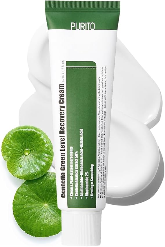 PURITO, Centella Green Level Recovery Cream 50ml/ 1.7 fl.oz Cica face cream, Sensitive skin, Age Spots, Skin Tone, Firming, soothing,