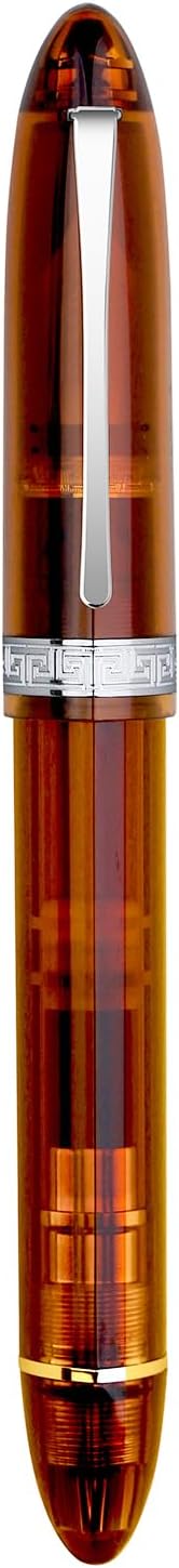 erofa Majohn V60 Fountain Pen Triangle Piston EF Pen Clear Brown Resin Pen with Gift Box