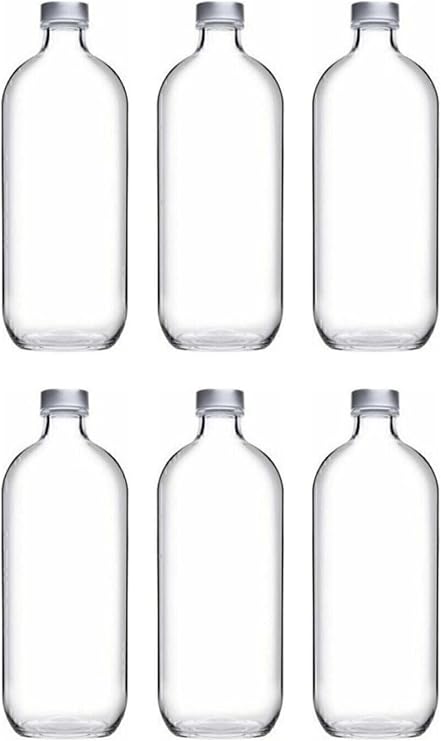 Paşabahçe Iconic Su Şişesi Cam, 1 Litre, Şeffaf, 6'lı Set