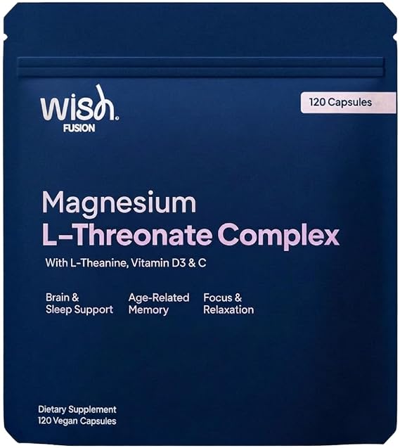 Magnesium L-Threonate Complex with L-Theanine Vitamin D3 & C - High Strength Magnesium for Sleep Brain Support Focus & Relaxation, Age Related Memory Support for Women Men