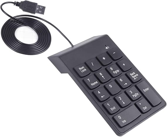 USBテンキーパッド、Kadaon USB 18 キーナンバー テンキーキーボード ノートパソコン デスクトップコンピュータ PC用 - ブラック