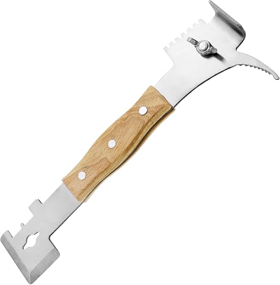 QWORK ハチの巣箱ツール、多機能養蜂ツール - 7 in 1 ステンレススチール蜂の巣スクレーパーツール、蜂キーパーツール、必須養蜂用品