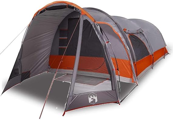 Family Tent 6-Person Green Waterproof Camping Tent with PU Coated Polyester, Taped Seams, and Heavy-Duty Ground Sheet for Weather Protection, Easy Setup with Fibreglass Poles,