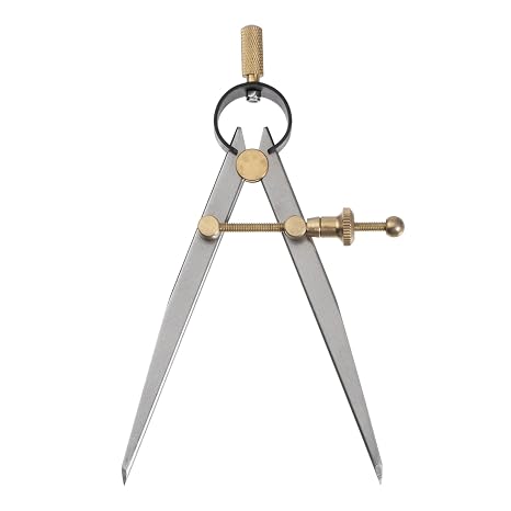Spring Joint Caliper - [5 Inch] Carbon Steel Spring Divider Caliper with Brass Fulcrum for Metalworking Drawing Use, Flat Leg
