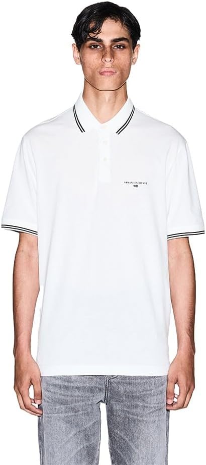 Armani Exchange Men's Small Text Logo Pique Polo Polo Shirt