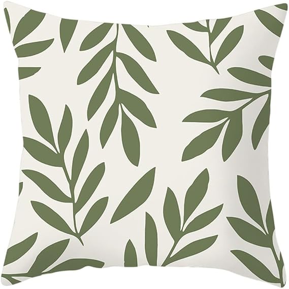 Abstract Style Cushion Cover for Bedhead Sofa Chair, 45x45x1 cm, Polyester Pillowcase with Zipper Closure, Soft and Breathable Decorative Cover in Calming Green Color