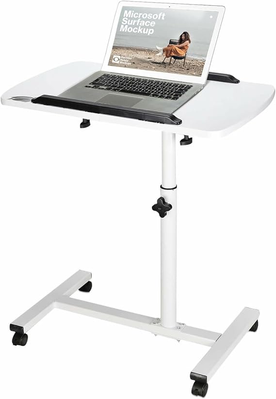 Minifactory Height-Adjustable Nursing Table with Wheels – Mobile Side Table, Multifunctional Workstation with Tilting Top and Metal Frame (69-90 cm)