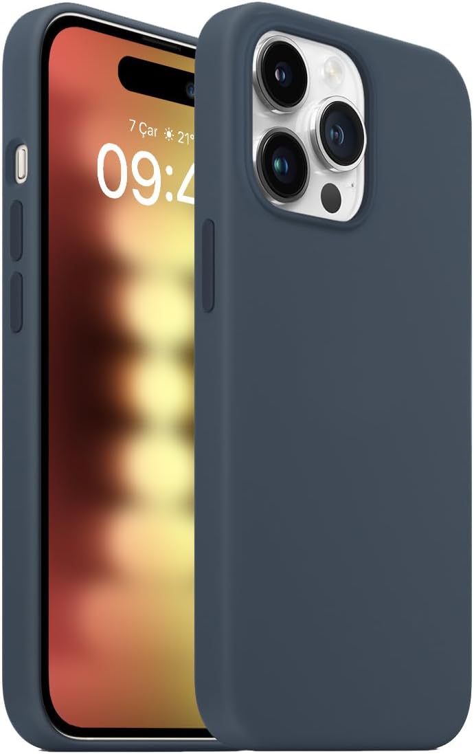 Buff iPhone 15 Pro ile Uyumlu Rubber Fit Kılıf, Silikon Kılıf, İpeksi Dokunuş Hisli, Tam Koruyuculu Darbe Önleyici Kapak (Fırtına Mavisi)