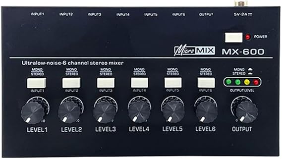 6 チャンネル 超低ノイズ ステレオ ライン ミキサー ミニ プロフェッショナル サウンド ミキサー 電源 Dc5v 簡単操作 オーディオ ミキサー