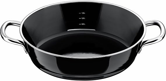Silit Roasting Pan Uncoated Ø 24cm Black Professional Made in Germany Inside Scale Pouring Rim Stainless Steel Handle Silargan® Functional Ceramic Suitable for Induction Hobs Dishwasher-Safe