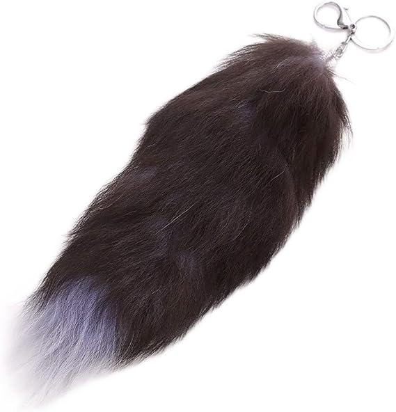 Large Size Animal Tail Keychain,Fluffy Fox Tail Fake Fur Car Cute Keychains for Women Pompom Pendant Key Ring