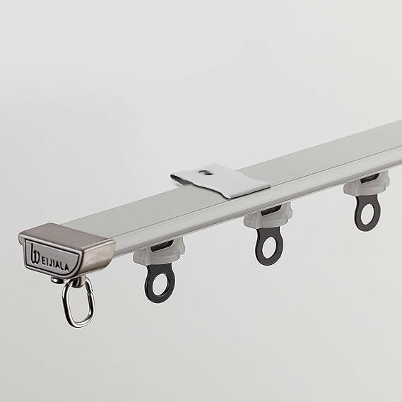 Perde izi Metal Perde Parçası, Tek Raylı Ağır Hizmet Tipi Tavan Montajlı Perde Çubukları/Düz Parça-Siyah/4.5M/15Ft