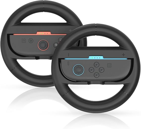 Nintendo Switch 2用スイッチステアリングホイール、Switch 2 JoyConコントローラー用レーシングホイール、2パックNintendo Switchステアリングホイール、マリオカートワールド/マリオカート8デラックススイッチアクセサリーSwitch2ホイール用。