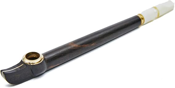 WOODEN BLACK & GOLD MEDWAKH PIPE (210)