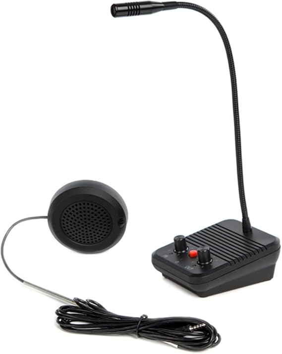 CHROX Window Speaker Intercom System,Dual-Way Intercomm Microphone System Anti-Interference Noise Free for Business/Bank/Office/Hospital Counter [Energy Class A]