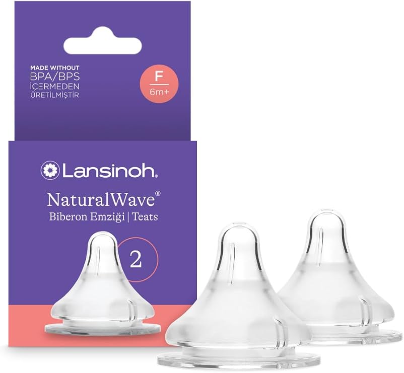 Lansinoh NaturalWave® 2'li Biberon Emziği, Hızlı Akışlı, 6 Ay+, Şeffaf