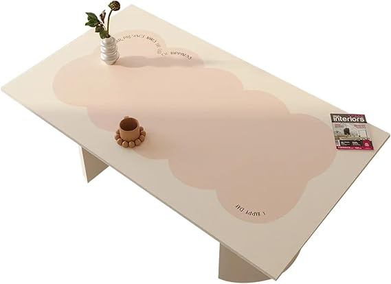 Desk mat Table Mat Waterproof Oil-Proof PVC Tablecloth High Temperature Resistant Mats for Office and Home(YY064-2-C,90x150cm)