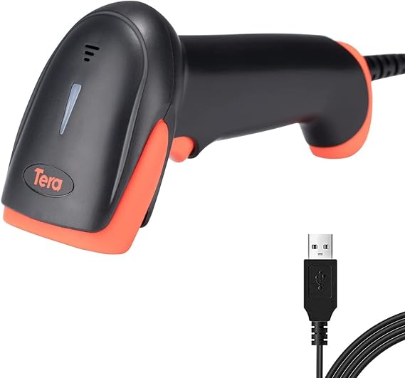 Tera Barcode Reader USB Wired 1D Laser Fast Read Lightweight