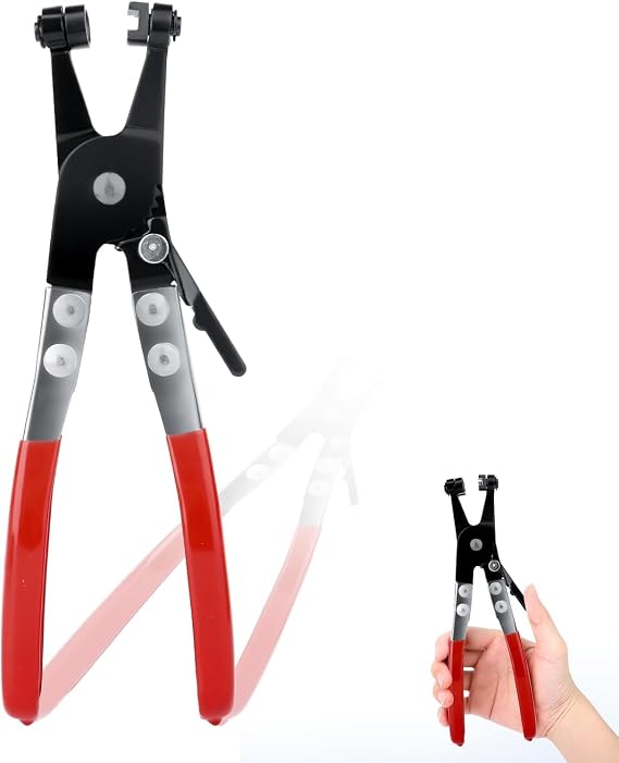 AEE® Hortum Kelepçe Pensesi Düz Boyun – Otomotiv Hortum Kelepçesi Sökme Takma Aparatı – Yaylı Kilitli Mekanizma – Araç Radyatör, Yakıt, Su Hortumu Kelepçe Sökücü El Aleti