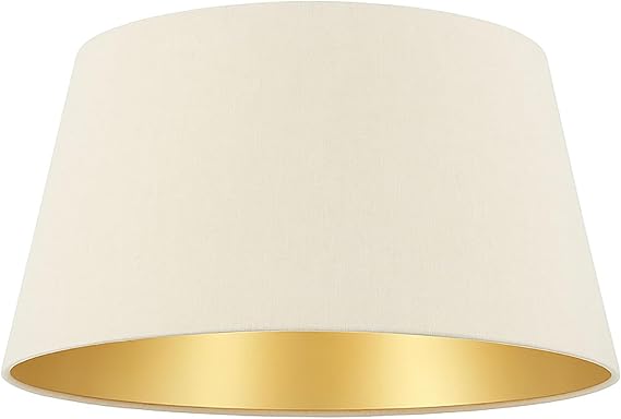 Levaillant Krem-Gold Konik Abajur Şapka – Zarif ve Sıcak Işık Etkisi, Üst 35 cm/Alt 40 cm Çap