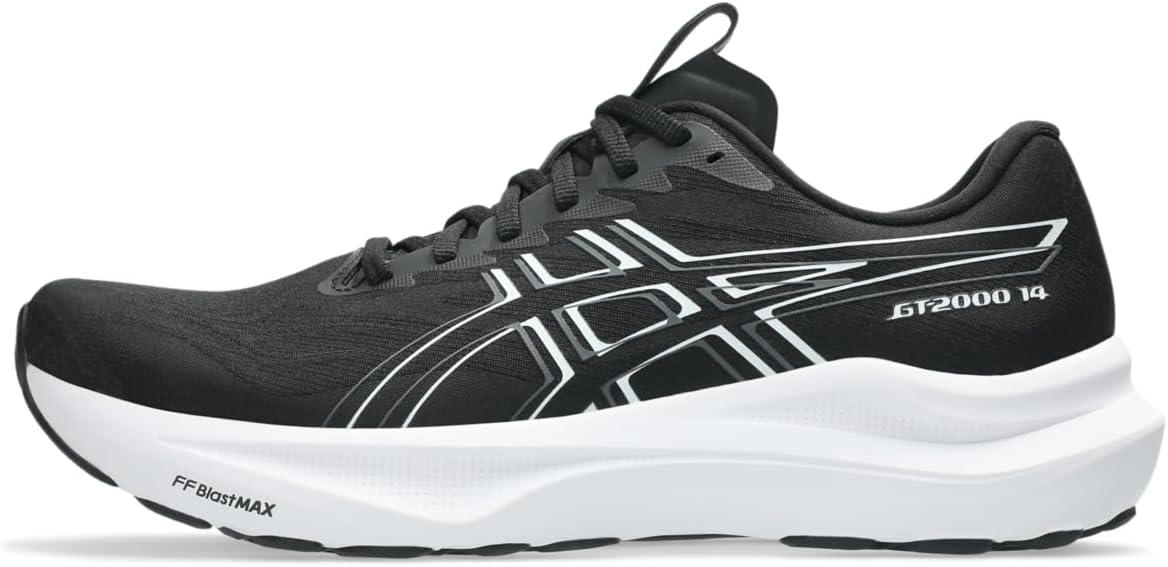 ASICS Men's GT-2000 14 Running Shoe, Black/White, 9 Wide