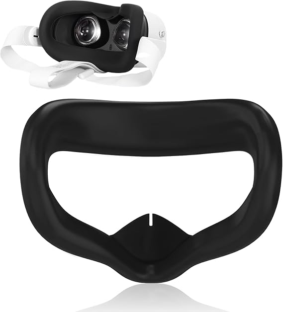 Facial Interface for Oculus Quest 2 Face Cover Pad for Meta Quest 2 Sweat-Proof PU Foam VR Accessories Enhanced Comfort Replacement Face Pad Cushion Compatible with Meta Quest 2 Accessories Black 1pcs