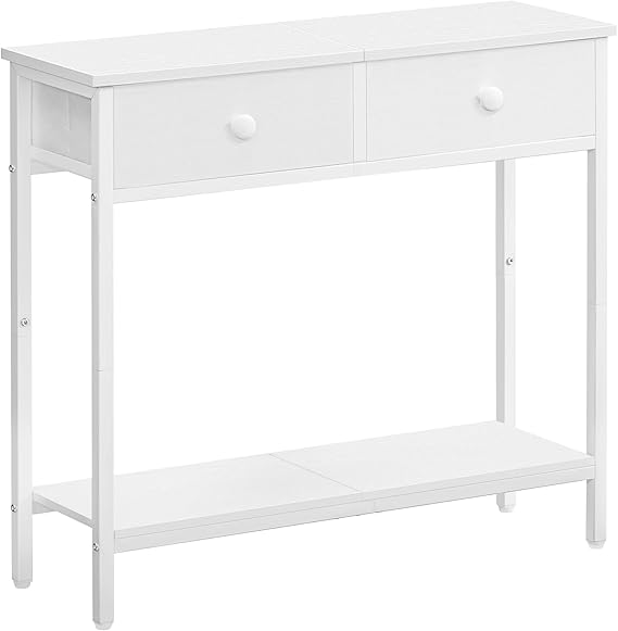 HOOBRO Slim Console Table, Narrow Console Table with 2 Drawers, Hallway Table with Storage, Small Side Table for Small Spaces, Living Room, Entryway, Kitchen, Bedroom, White EWW71XG01