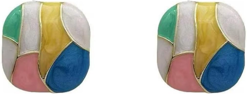 Mozaik Tasarım Geometrik Küpe, 1 cm, MZYP3374T09, Çok Renkli, Kadın