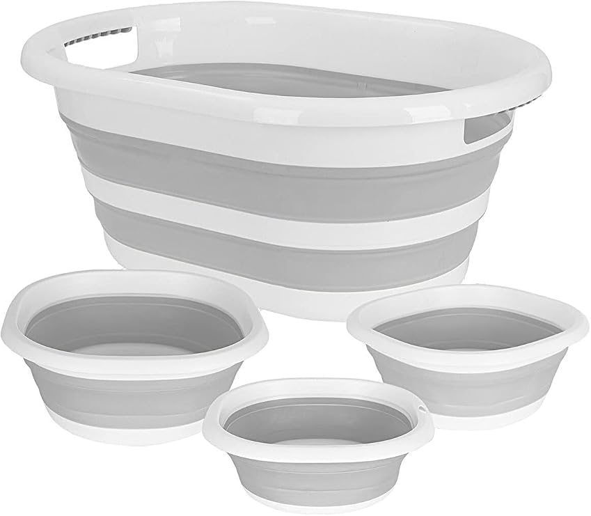 Lirazon 4 Parça Katlanabilir Set - 27 LT Akordiyon Çamaşır Sepeti - 3x Badya SET