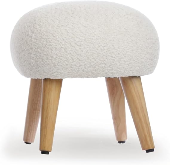 CuddleCo Etta Foot Stool Ottoman, Modern Design, Off White