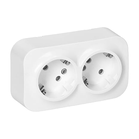 Schuko Wall Socket Wall Outlet IP20 White Surface Plug 16A/230VAC Durable and Safe for Home and Commercial Use