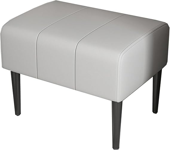 Rectangle Footstool Ottoman, Leather Upholstered Ottoman Foot Rest, Small Foot Stool With Wood Legs, For Living Room Make Up Vanity Bedroom Entryway (Color : /Gray B, Size : 50cm)
