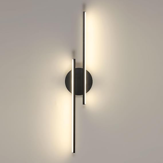 Riserva LED Wall Light 24W, 4500K Neutral Light, Black, 60cm | Wall Lamp Modern Linear Aluminum for Bedroom, Living Room, Dining Room, Study, Corridor, Hotel [Energy Class E]