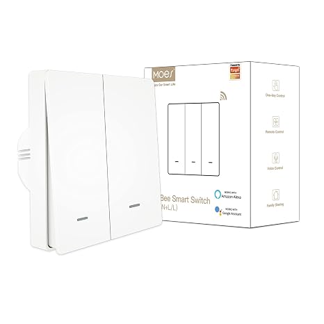MOES ZigBee Smart Wall Light Switch, 2 Gang White