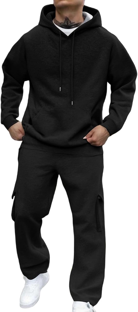 Tracksuit Mens Full Set Long Sleeve Hooded Sweatshirt and Sweatpants Set Hoodie Joggers Sets 2 Piece Fashion Sweatsuits for Men Sport Set Sweatpants and Sweatshirt Christmas