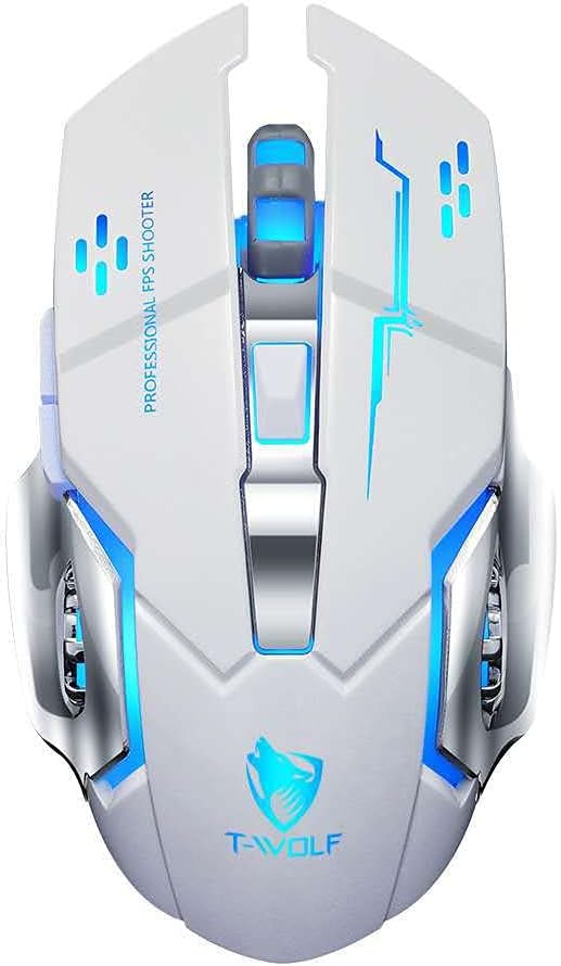 Irfora Wireless Mouse,Thunder Wolf Q13 Charging Mute Wireless Mouse Gaming Business Luminous Mechanical Mouse Cross-Border [Q13 Dual Mode] Pearl White
