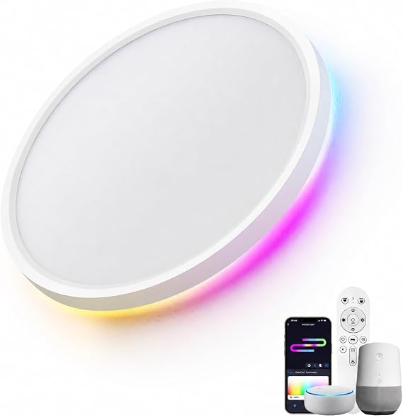 RGB LED Ceiling Light, Dimmable, Remote & Alexa Contro [Energy Class C]