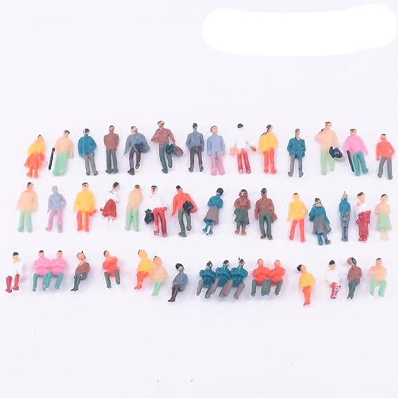 Tiny People Figures, 100 Pcs Miniature People Architectural Model, 1:100 HO Scale Colorful Model Train Figures for Miniature Scene