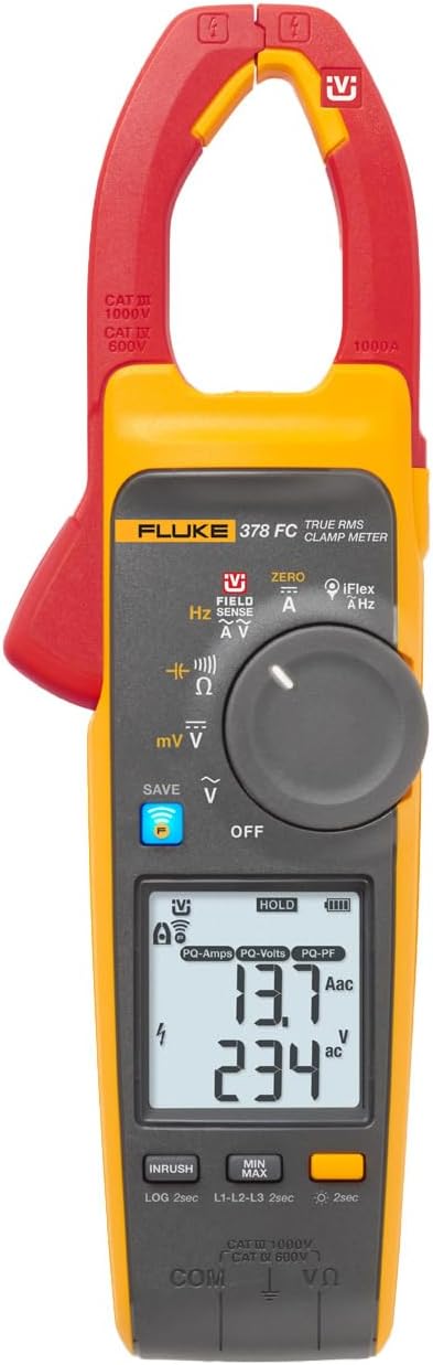 Fluke 378FC ACDC TRMS Temassız Voltaj Kablosuz Kelepçe wPQ Göstergesi ve iFlex