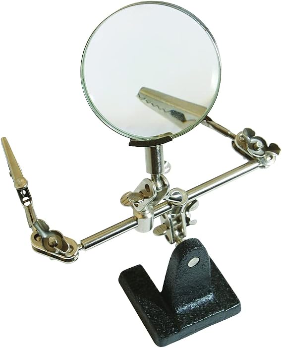 Silverline Helping Hands with Magnifying Lens – 63mm, 2.5x Magnification, Soldering & Precision Work Holder (633830)