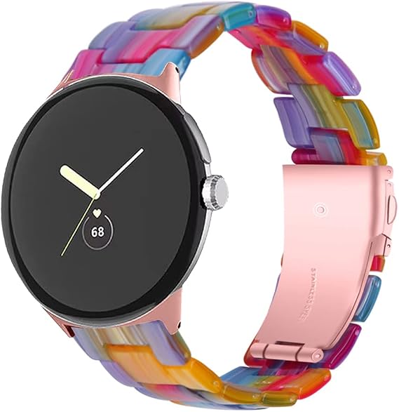 TenCloud Google Pixel Watch ile Uyumlu Reçine Saat Kayışı Kadın Erkek Metal Toka Kayış Hafif Bileklik Google Pixel Watch için