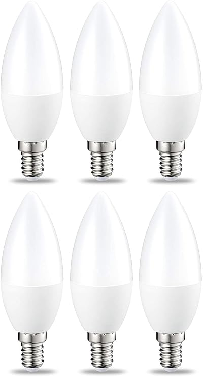 Amazon Basics LED E14 Small Edison Screw Candle Bulb, 5.5 W (Equivalent to 40W), Warm White, Non Dimmable - Pack of 6 [Energy Class F]