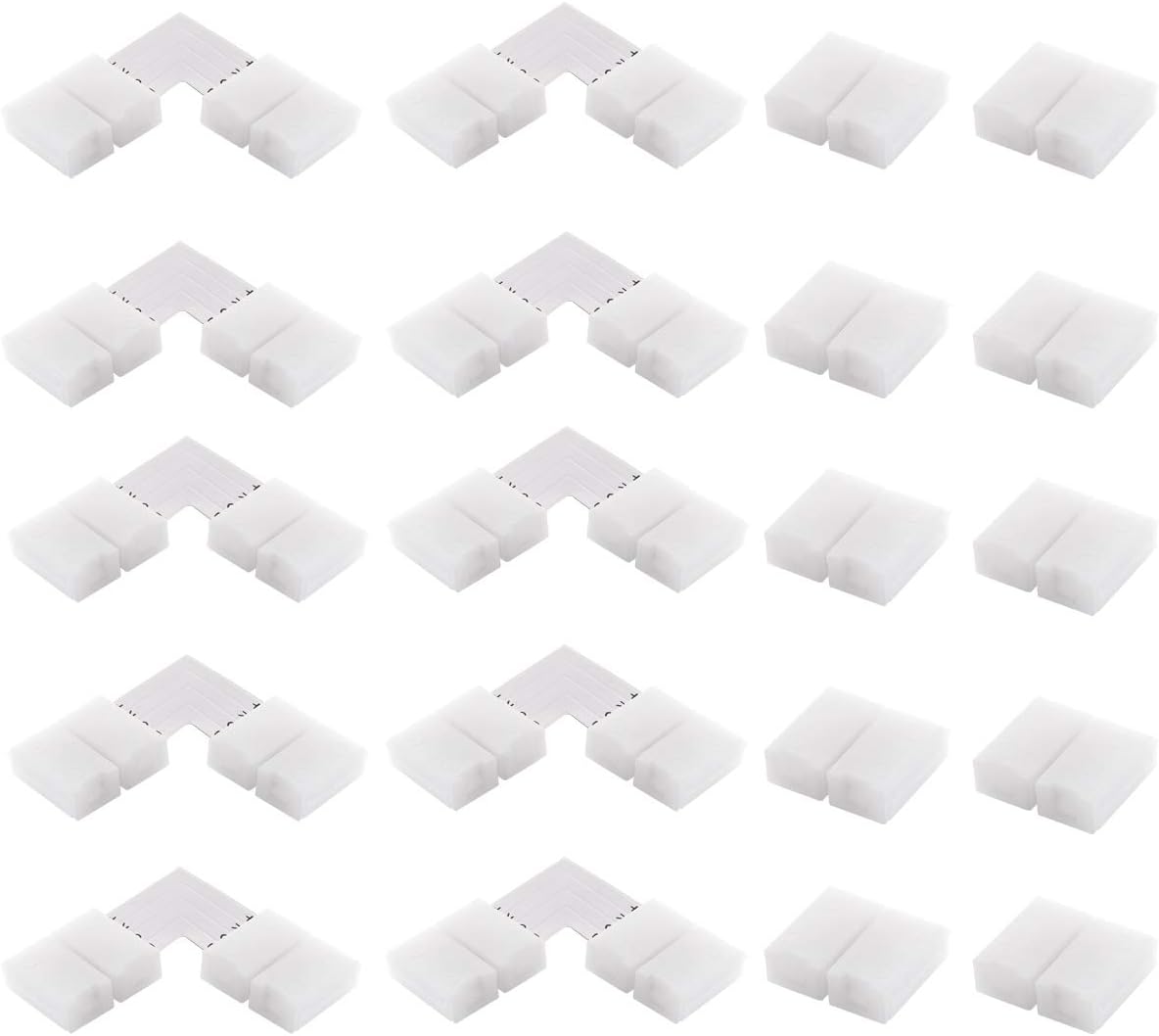 Led Corner Connector, 20 Pack Light Strip Connector 10pcs L Shape +10pcs 4 Pins for 5050/3528 SMD RGB 4 Conductor